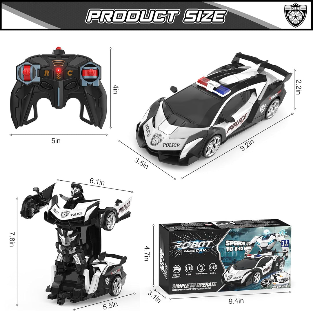 BLUEJAY Auto Rc Transformables para niños de 4-7 y 8-12 años, auto...