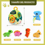 Juguete de peluche de dinosaurio para bebé con sonajero y espejo, a
