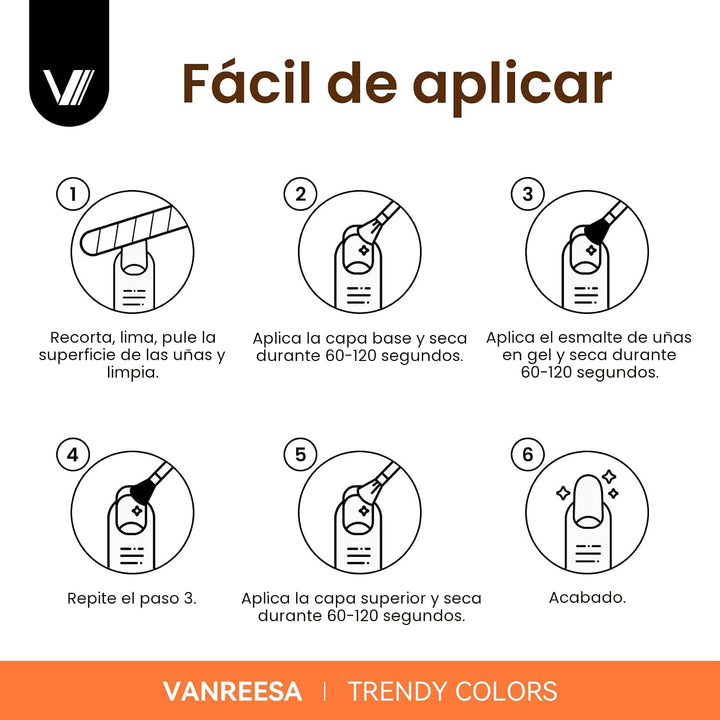 VANREESA Juego de 60 esmaltes de uñas de gel, 55 colores con capa b...