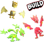 Dungeons & Dragons Questers Figuras de criatura, paquete de 3, figuras coleccionables de juguete de fantasía D&D, Wyrmling verde, Magma Mephit y búho homúnculo