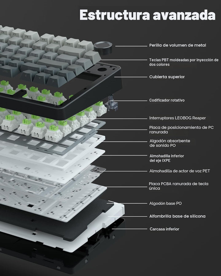 AULA Teclado mecánico inalámbrico F75 Pro, 75% teclado personalizad...