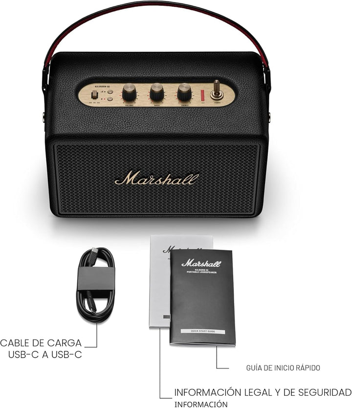 Marshall Kilburn III Altavoz Bluetooth portátil - Negro y latón
