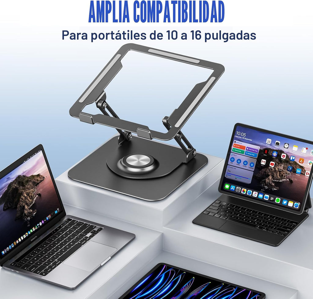 Soporte para computadora portátil para escritorio (rotación de 360°