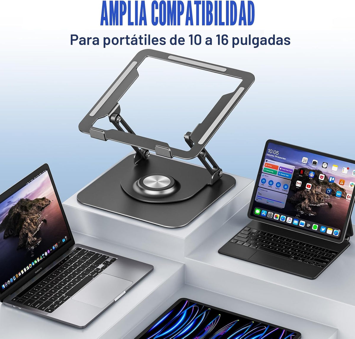 Soporte para computadora portátil para escritorio (rotación de 360°