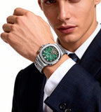 FORSINING Reloj mecánico automático para hombre, caja cuadrada clásica, esfera Tourbillon, multifuncional (fecha/semana/mes) reloj de pulsera casual de negocios con acero inoxidable Starp impermeable