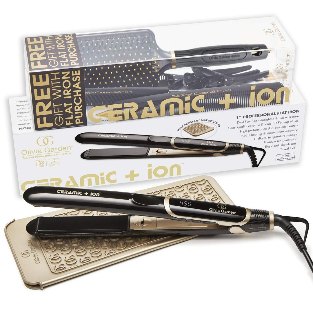 Olivia Garden Ceramic + Ion Pro Flat Iron - Dual Voltage, 11 Temps,...