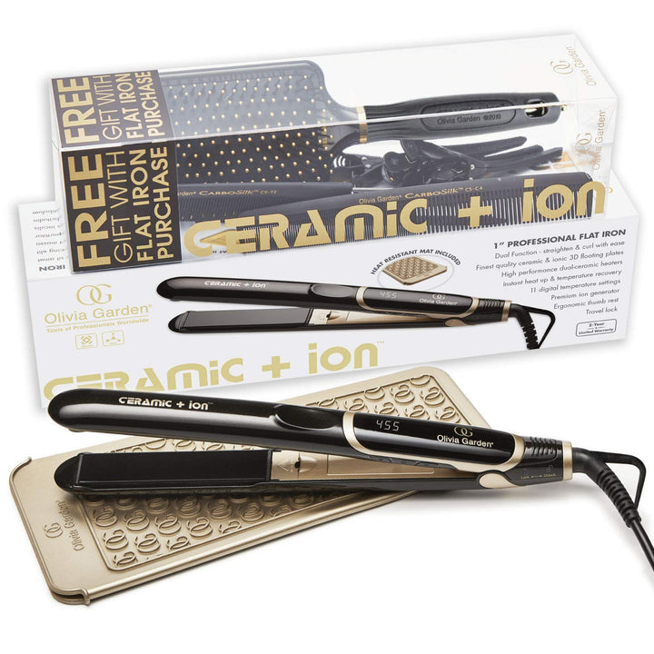 Olivia Garden Ceramic + Ion Pro Flat Iron - Dual Voltage, 11 Temps,...