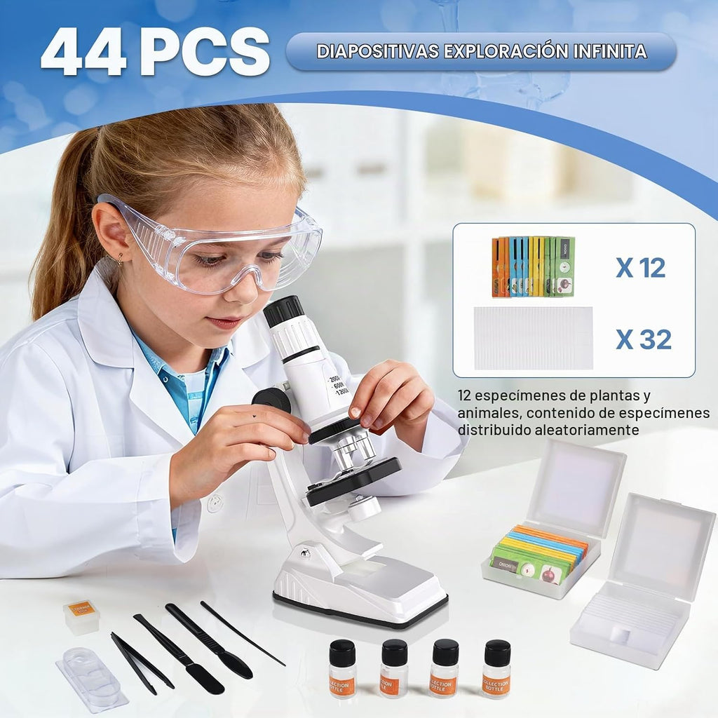 Kids Microscope Kit con Blank y Prepared Slides