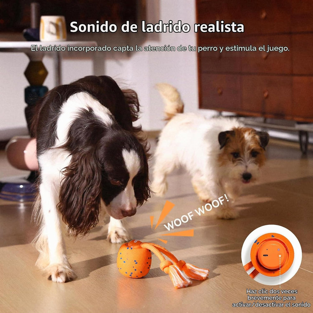 Cheerble Juguete interactivo inteligente para perros, bola de rollo, movimiento automático, rebote, rotación, material de E-TPU, con cuerda y sonido de ladridos, bola interactiva para perros medianos