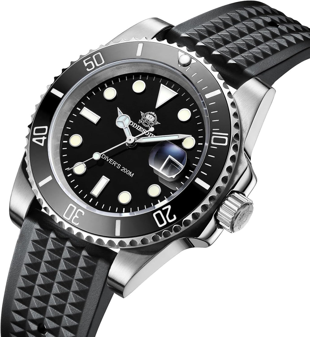 ADDIESDIVE Reloj de buceo para hombre de 1.614 in con movimiento de cuarzo para hombre, esfera fácil de leer, 200 M, impermeable, BGW9, luminoso, analógico, naranja, rojo, verde/negro, esfera
