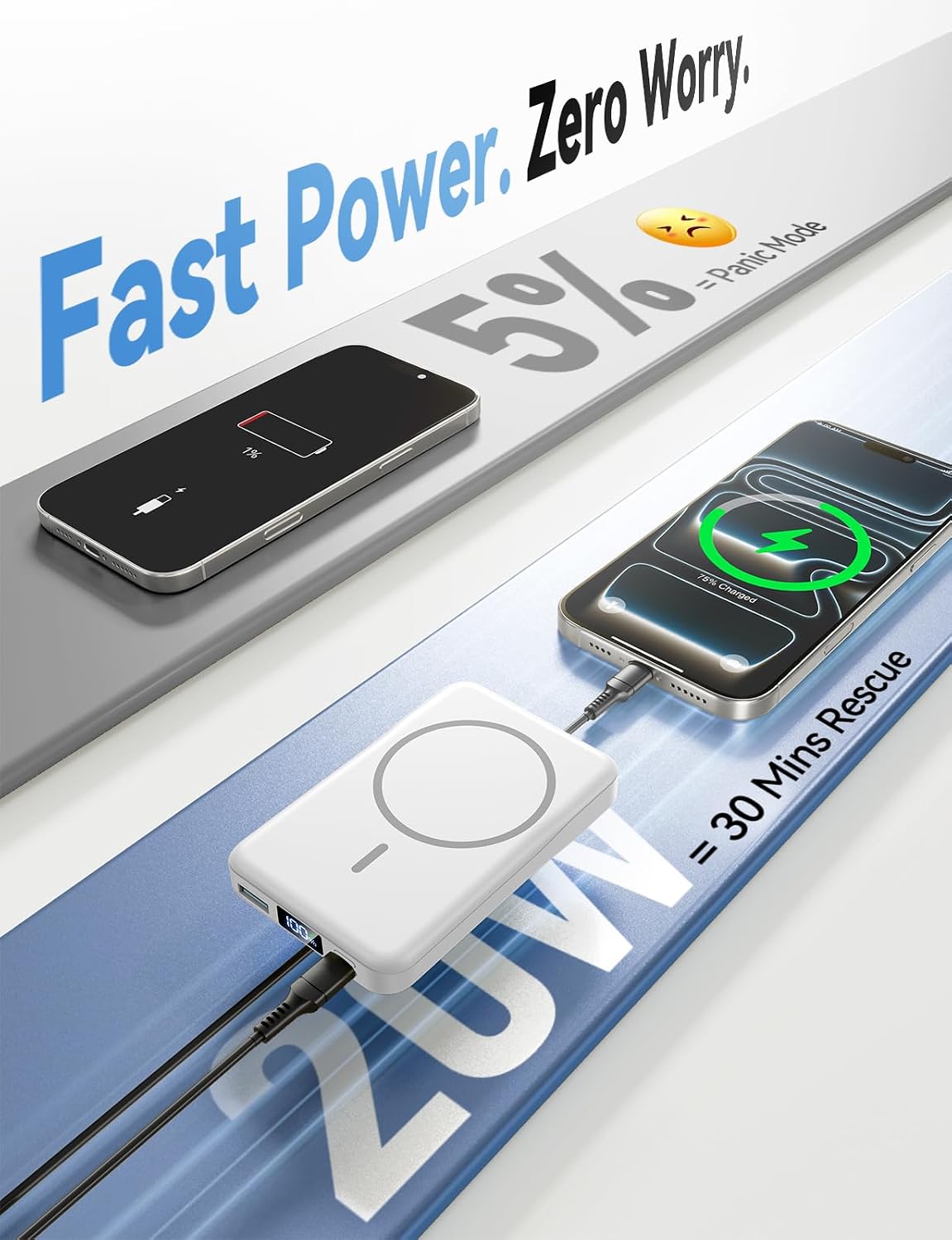 Cargador portátil magnético de 10000 mAh, batería MagSafe de carga rápida