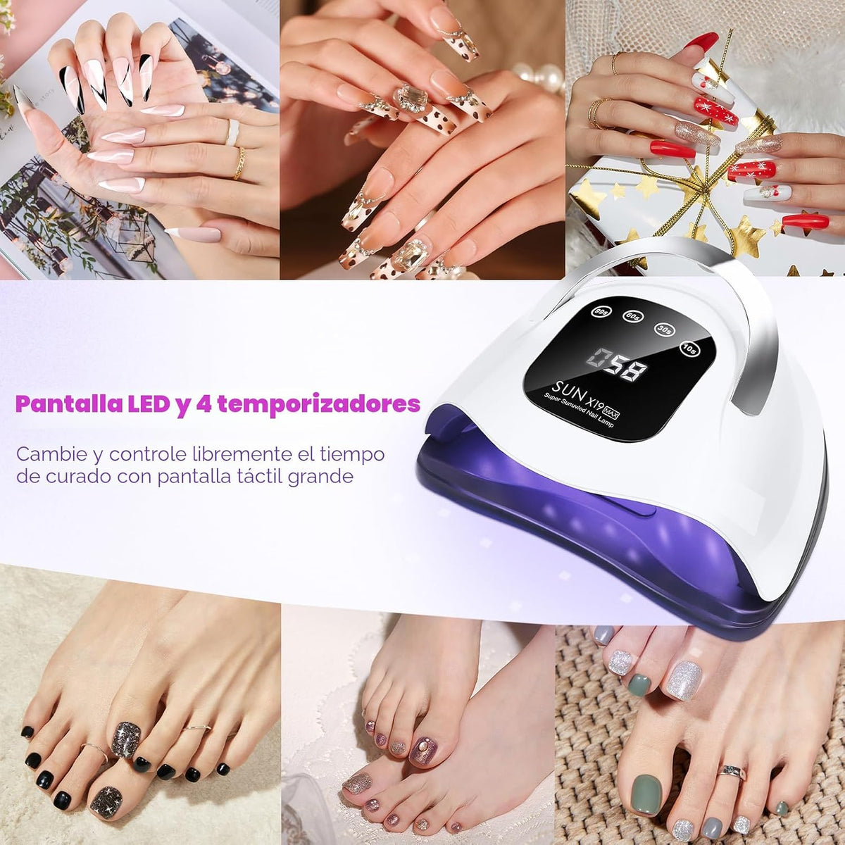 Wisdompark Lámpara de uñas LED UV de 320 W, secador de uñas para es...