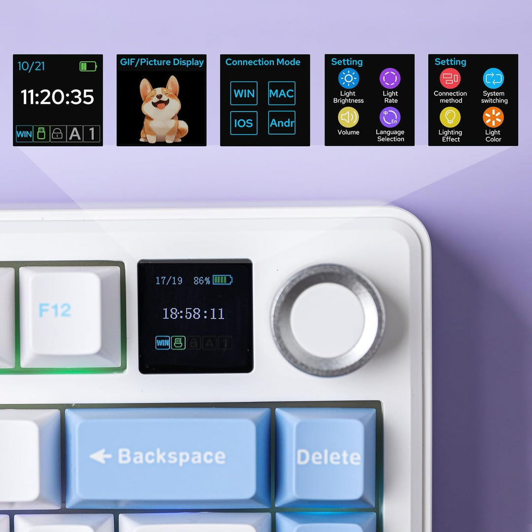 EPOMAKER X Aula F75 MAX - Teclado mecánico inalámbrico con pantalla...