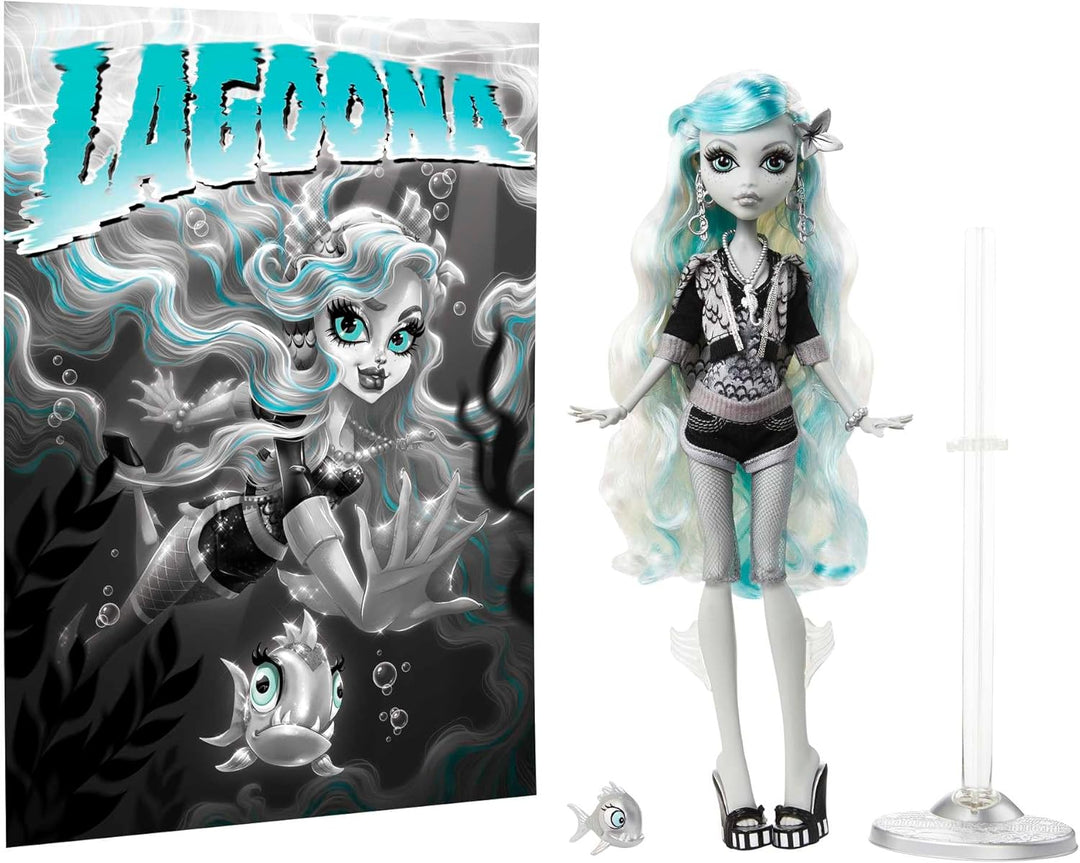 Muñeca Monster High, Lagoona Blue en Blanco y Negro, Reel Drama Col...