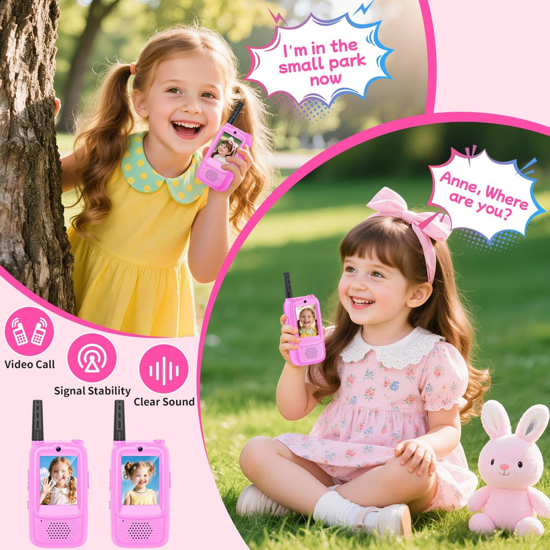 Walkie Talkies de video para niños, paquete de 2 walkie talkies rec...