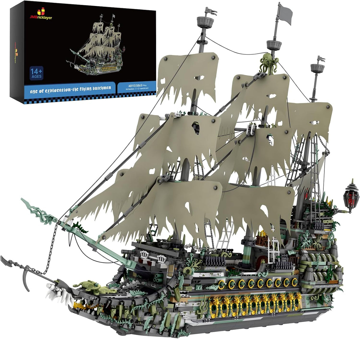 JMBricklayer Set de Construcción de Barco Pirata para Adultos - Modelo de Barco Fantasma el Holandés Errante, 5865 Piezas