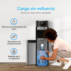 Brio Dispensador enfriador de agua con carga inferior para botellas de 5 galones - 3 temperaturas con salidas caliente, ambiente y fría, cerradura de seguridad para niños, pantalla LED con alerta de