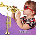 Juego de 2 piezas de saxofón de trompeta de juguete para niños, instrumento musical de plástico para regalo