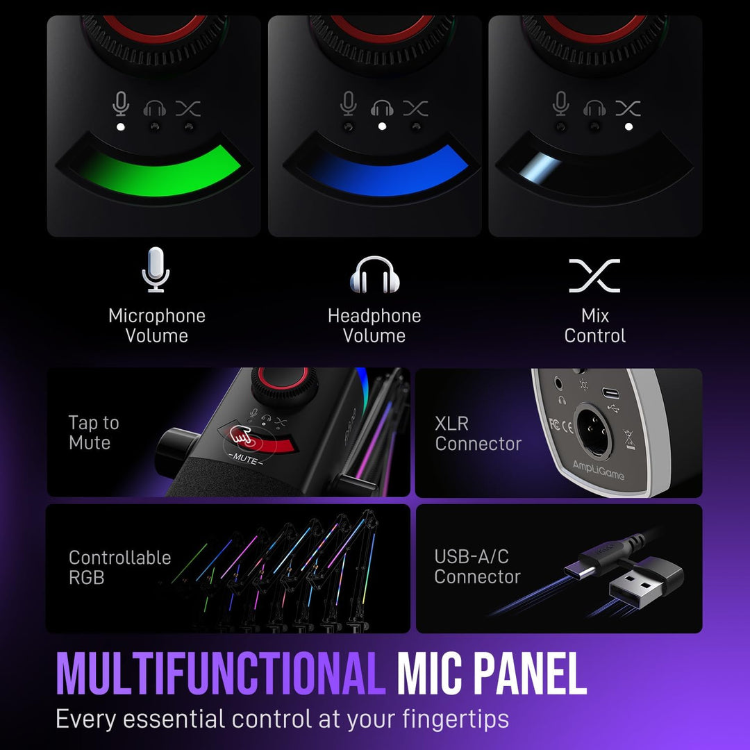 Kit de micrófono de juego FIFINE, micrófono dinámico XLR\/USB para...