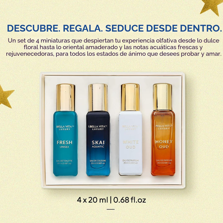BellaVita - Juego de regalo de colonia unisex de lujo (4 x 0.7 fl o...