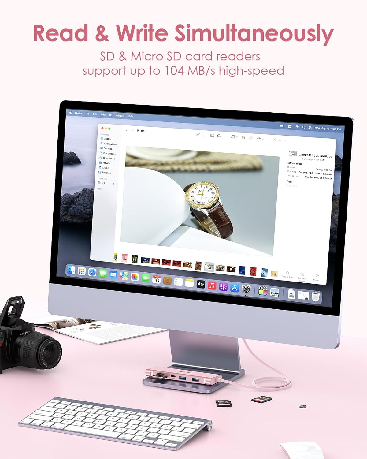 LENTION Hub USB C de cable de 3.3 pies de largo, 4K @60Hz, 100 W PD