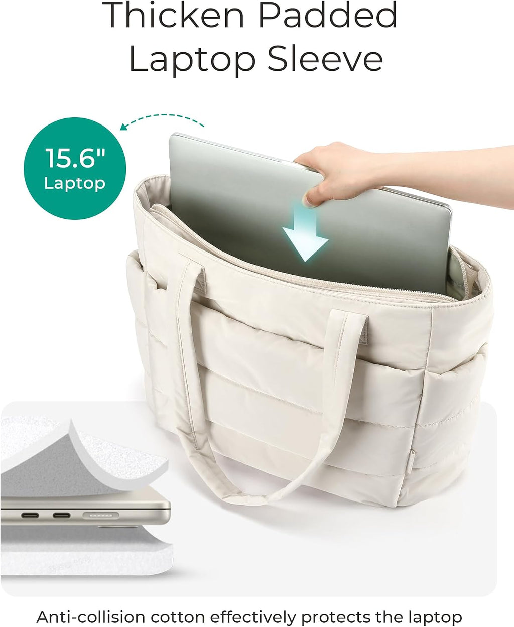 BAGSMART - Bolso de mano hinchado para mujer, bolso de trabajo ligero