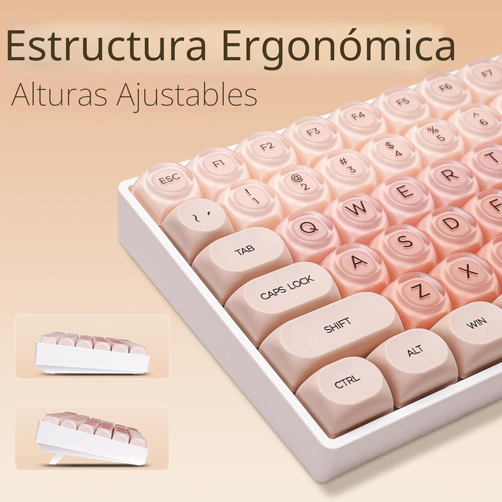 ZORNHER ZH100 Teclado Mecánico Foundation, Teclado Cremoso Rosa 98%...