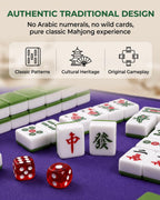 Youeon Juego de mahjong chino de 144 piezas con bolsa de transporte, verde