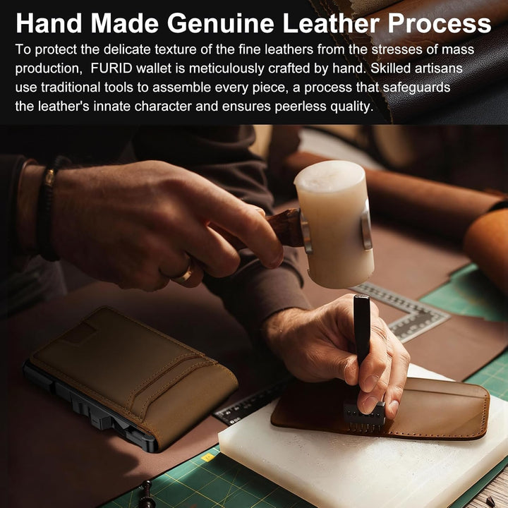 furid Cartera de cuero genuino para hombre: carteras minimalistas R...