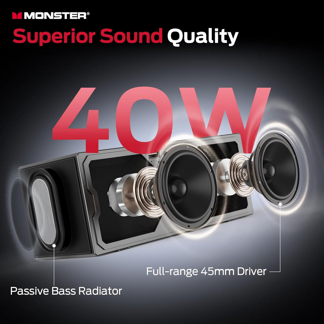 Monster Altavoz Bluetooth S280, sonido estéreo de 40 W, graves prof...