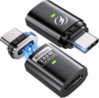 Adaptador Magnético USB C de 240W, 2 Unidades de Adaptador Recto de 24 Pines con Tapón de Polvo