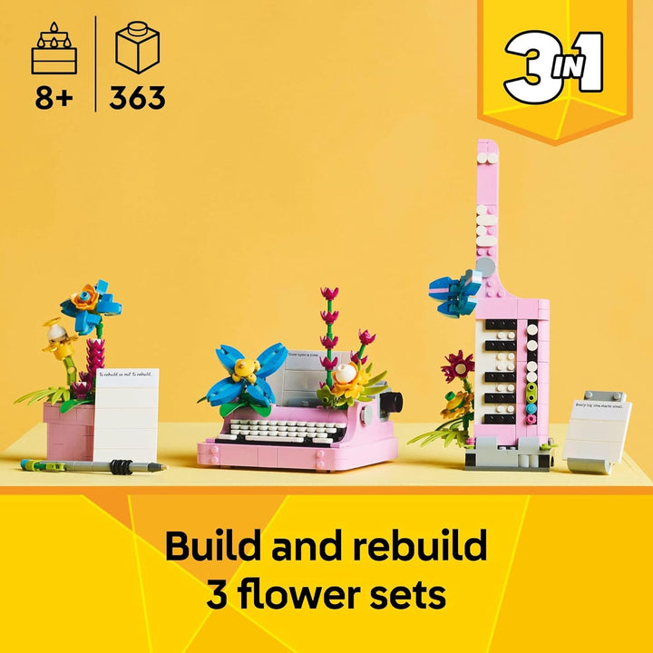 LEGO Creator 31169 - Máquina de escribir 3 en 1 con flores
