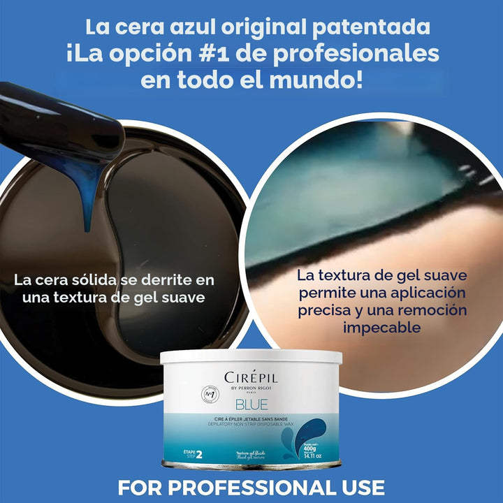 Cirepil - Azul - Lata de cera dura de 400g \/ 14.11 oz - Cera para...