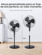 PELONIS Ventilador de pedestal oscilante ajustable de 16" con c...