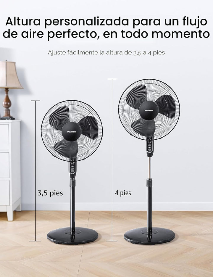 PELONIS Ventilador de pedestal oscilante ajustable de 16" con c...
