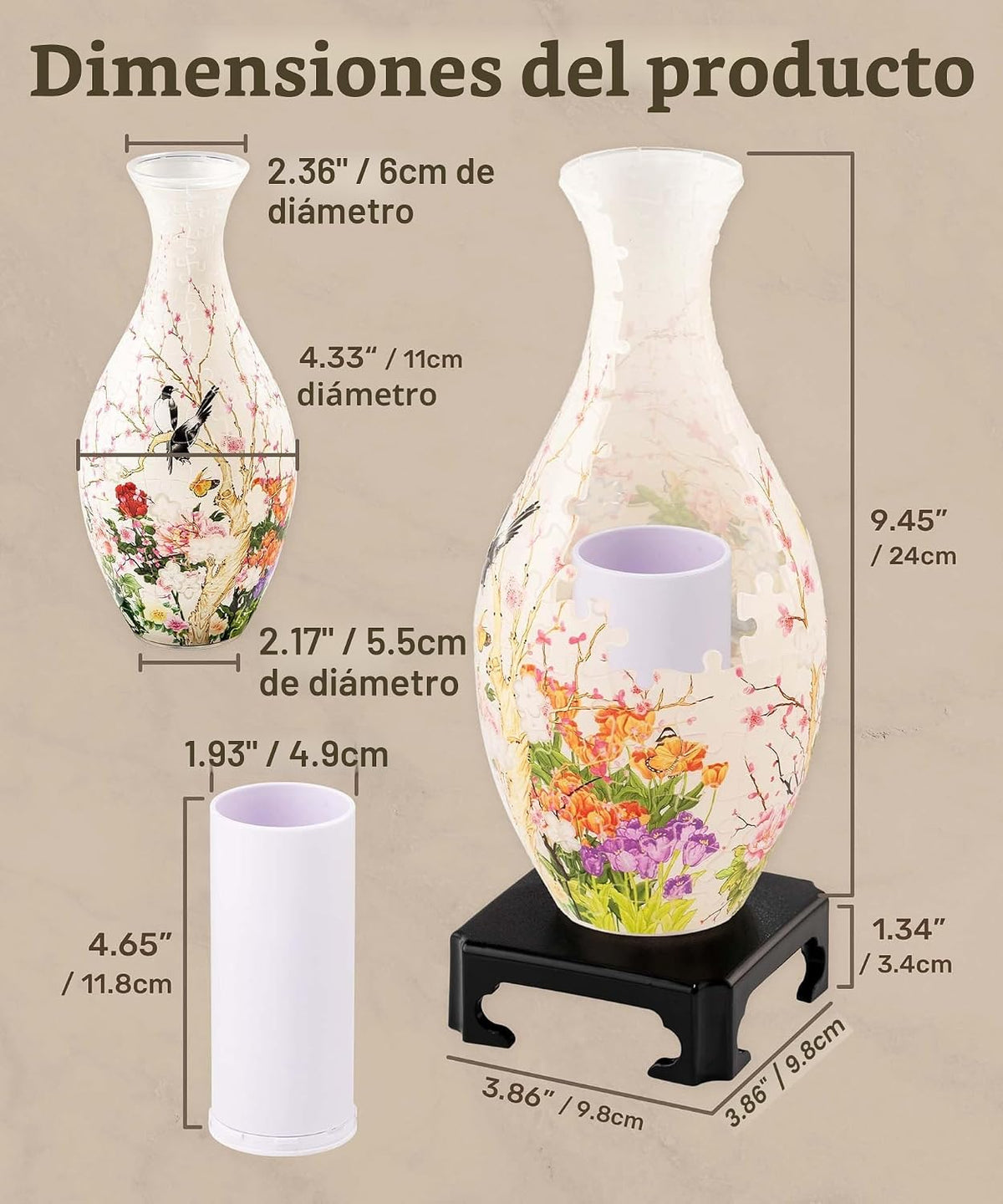 Pintoo Unique 3D Puzzle Vase para Adults - 160 Curved Plastic Pieces [S1035]