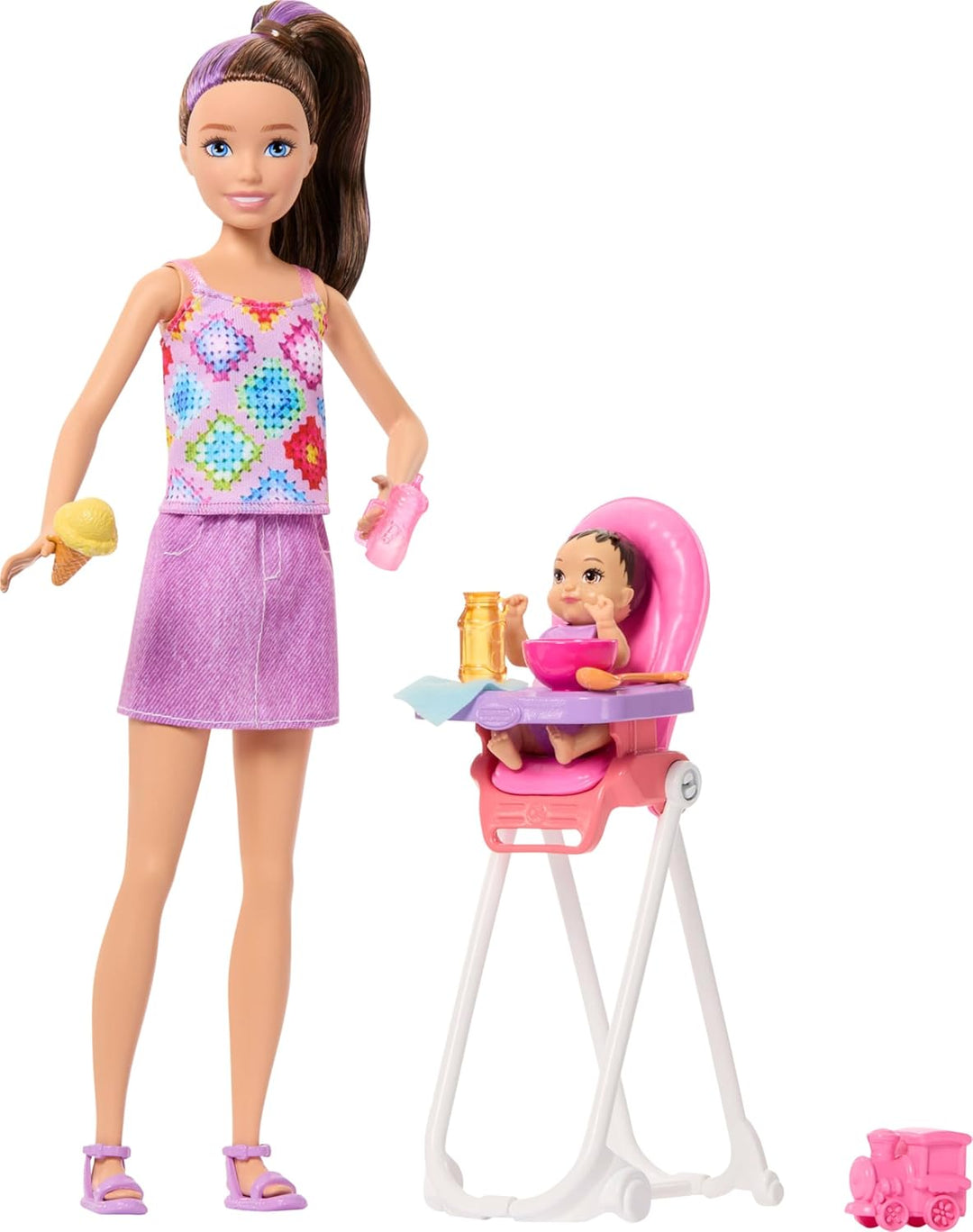 Barbie Skipper Babysitters, Inc. Set de juego con muñeca morena, mu...