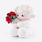 Peluche de cordero blanco de 11.4 pulgadas con ramo extraíble de rosas rojas, Oveja-Rosa Roja