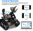 Kit de robot inteligente WiFi para Raspberry Pi 5 4B 3B, 4DOF robótico brazo pista tanque chasis robot coche con cámara HD Proyecto de programación de sensor infrarrojo ultrasónico para mayores de 14 años (sin Raspberry Pi)
