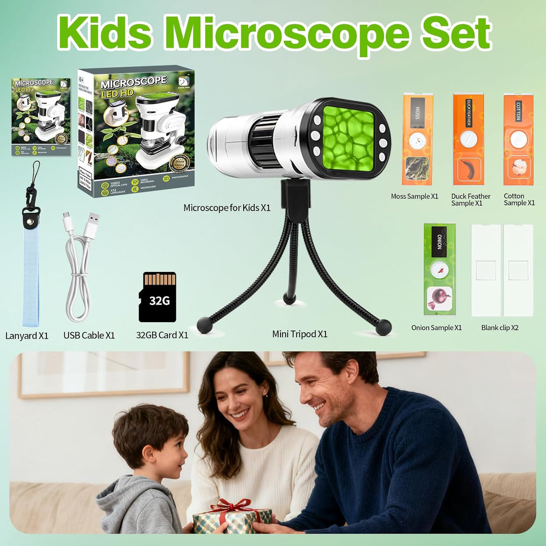 Microscopio digital 1000X para niños pantalla 4K de 20