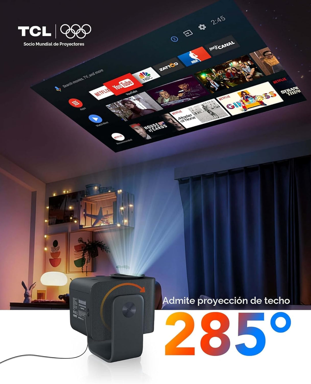 TCL Proyector inteligente C1 compatible con 4K, compatible con Goog...