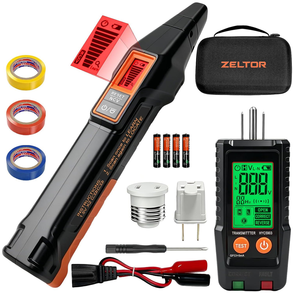 Detector de Interruptor Automático con Probador de Enchufe GFCI, Probador de Voltaje sin Contacto NCV