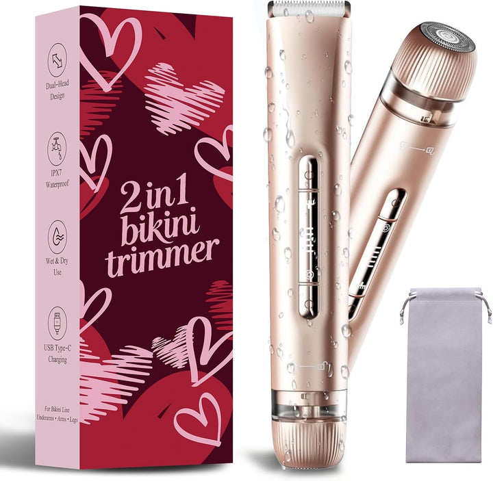 Recortadora de bikini para mujer, afeitadora de bikini de doble cab...