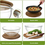 Juego de 5 cuencos apilables de vidrio para mezclar con tapas