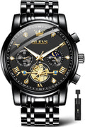 OLEVS Relojes para hombres Luxurious vestimenta acero inoxidable resistente al agua cronógrafo