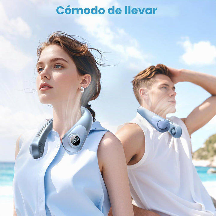 Ventilador de cuello portátil que sopla aire frío, pantalla LED, ve...