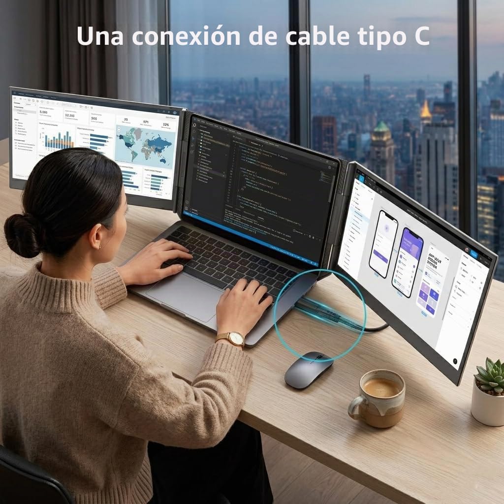 APILDELLA Extensor de pantalla triple para portátil de 15.6 pulgada...