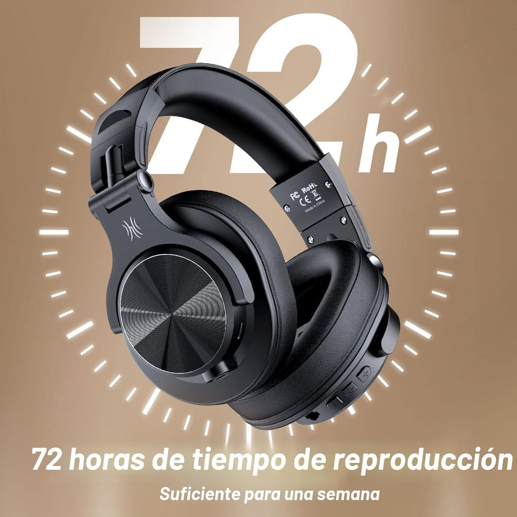 OneOdio Auriculares Bluetooth A70, Hi-Res Wired DJ Studio - Negro