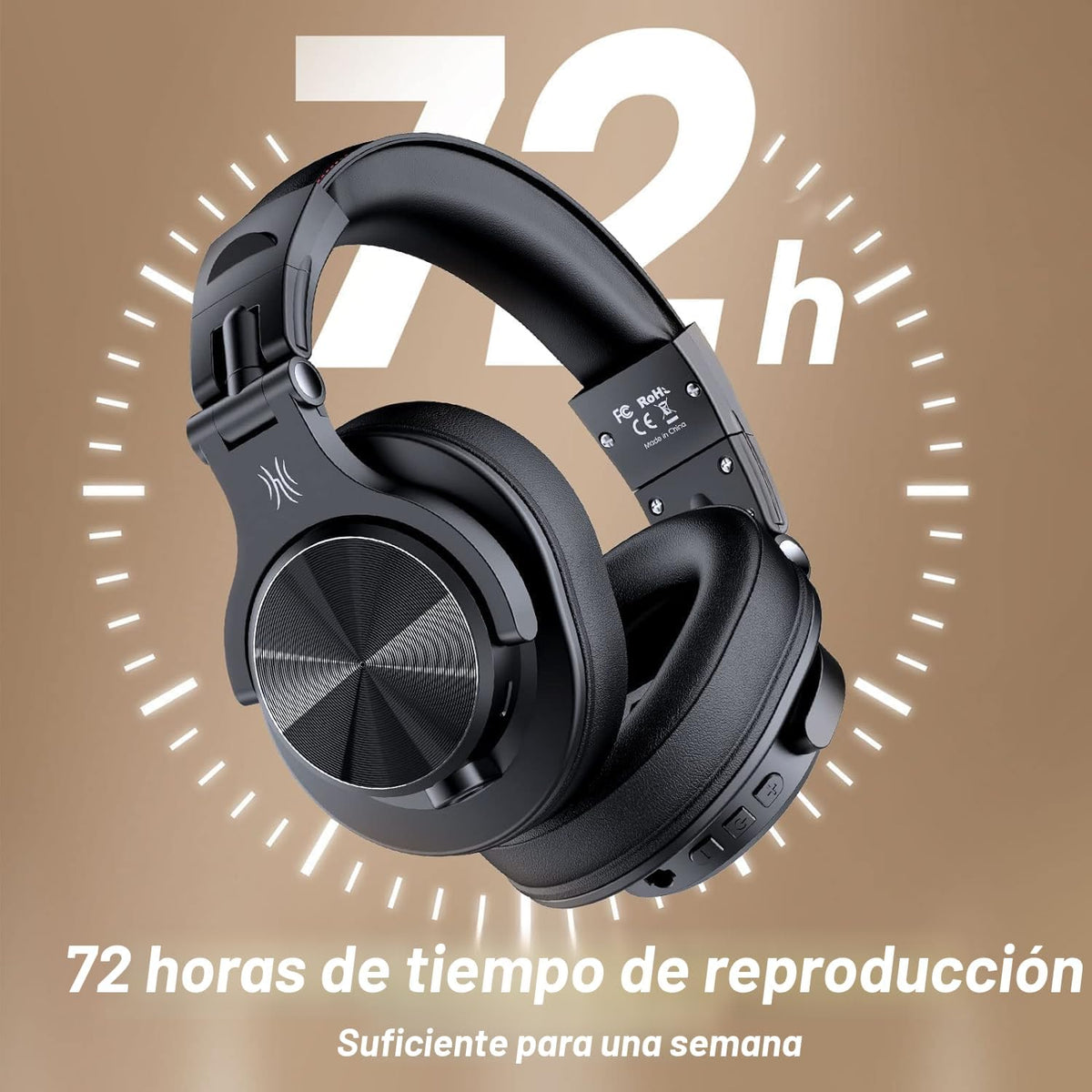 OneOdio Auriculares Bluetooth A70, Hi-Res Wired DJ Studio - Negro