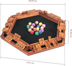 AMEROUS - Juego mejorado de dados "Shut The Box" para 1-6 jugadores, juego de mesa de madera para matemáticas con 16 dados para niños, adultos, familia, aula, hogar, fiesta o bar